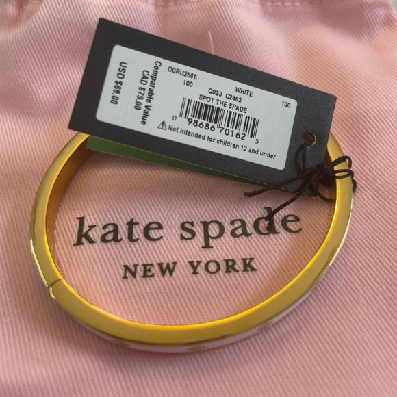 kate spade Jewelry - NWT, Spot The Spade Enamel Hinged Bangle, White,